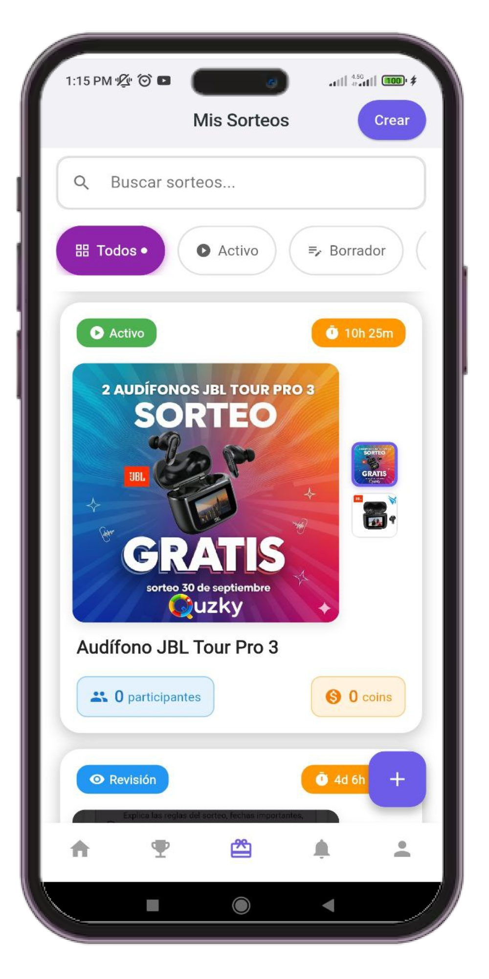 Vista previa de la App Quzky